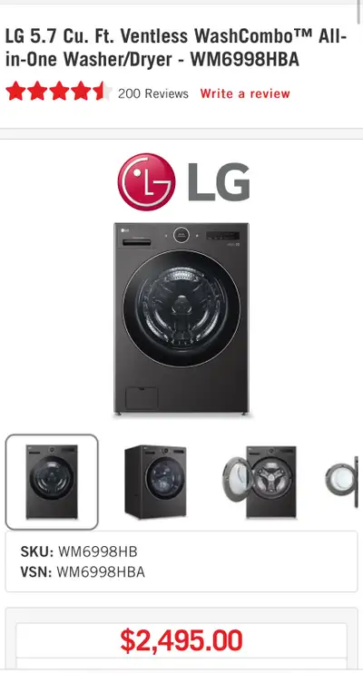 Selling LG all in one washer dryer combo with brand new petistal still in box. 110 hydro with no ven...
