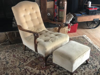 Antique armchair and footstool 
