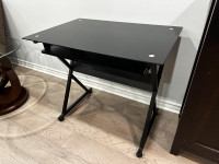 Black Glass Desk - Perfect for Home Office or Study Space!