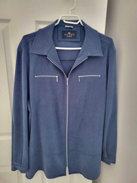 Blue Navy Lightweight Spring Coat Jacket Zip Front SIZE Large