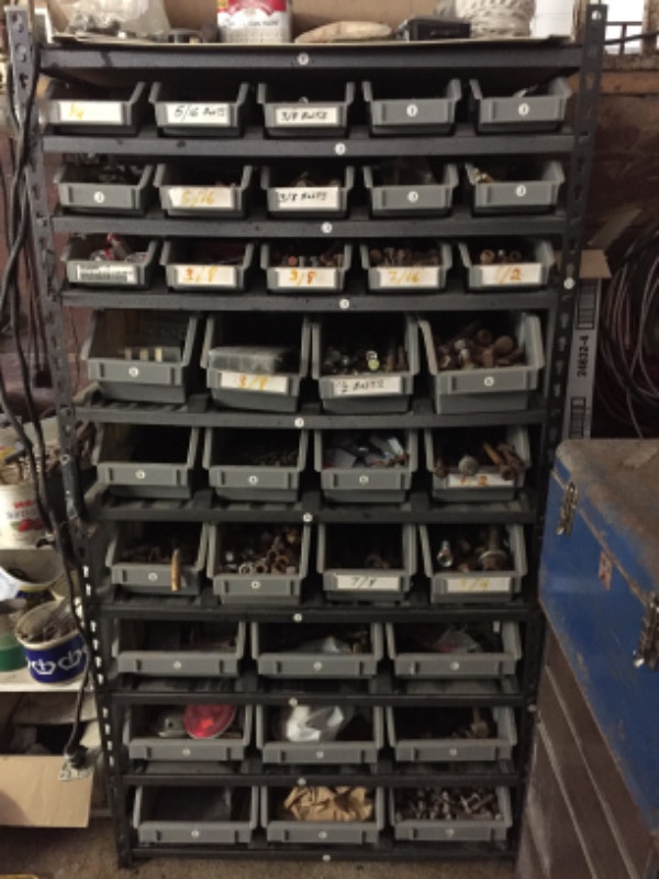 Large Stand with Bins full of Nuts + Bolts 200 for all tools Tool