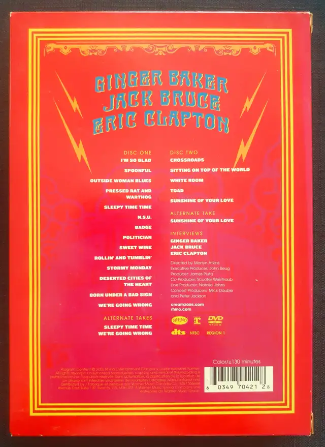2 DVD du groupe de musique Cream (Eric Clapton, Ginger Baker) in CDs, DVDs & Blu-ray in Laval / North Shore - Image 3