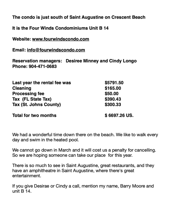 Florida condo rental in Florida in Canada - Image 3