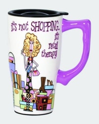 Spoontiques "It's Not Shopping"Ceramic Travel Mug with lid- NEW! Oakville / Halton Region Toronto (GTA) Preview