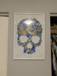 Skull/floral framed print 