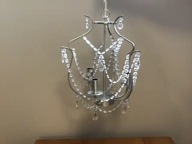 IKEA Chandelier 3 armed silver coloured/glass in Indoor Lighting & Fans in Ottawa - Image 4