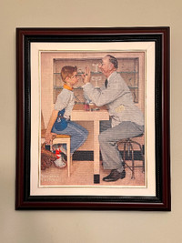 Vintage 1950s 'Norman Rockwell Painting Print on canvas framed