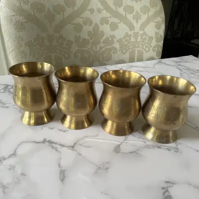 4 Vintage Brass Tumblers , View more