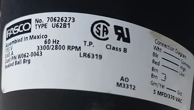 FASCO Draft Inducer Motor – 70626273 (Type U62B1) - M 158 in Heating, Cooling & Air in City of Toronto - Image 6