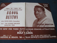 Brook Benton Signed Program from The Cave in Vancouver