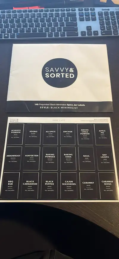 Black Spice Labels for Spice Jars, View more