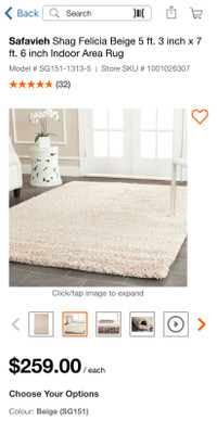 Shag area rug carpet - 5x7 - Modern