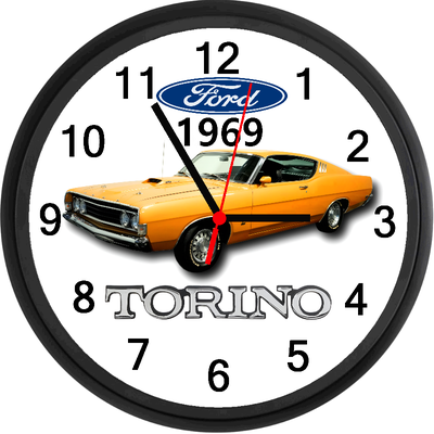 1969 Ford Torino Cobra (Gold Glow) Clock - Brand New - Classic, View more
