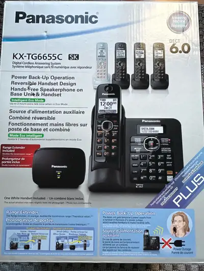 Téléphone sans fil KX-TG6655 6.0 avec 5 combinés Panasonic Le système de téléphonie sans fil Panason...