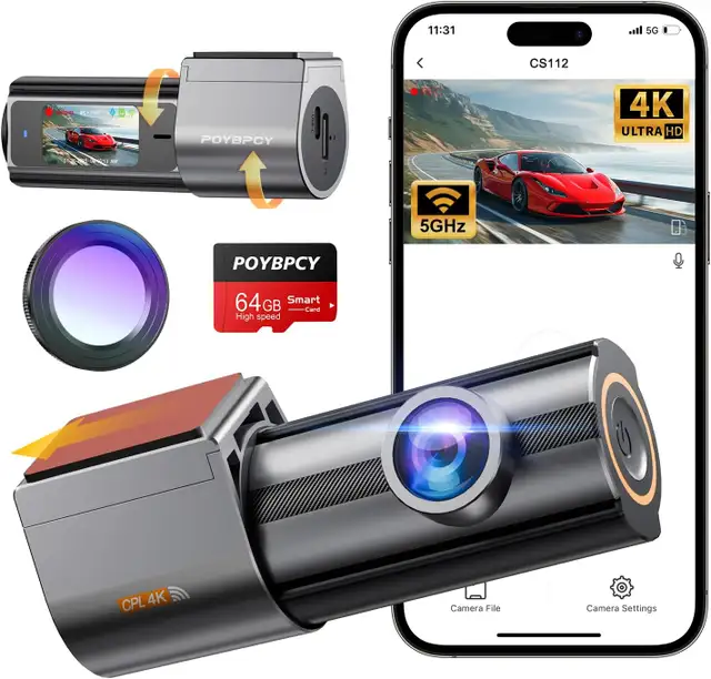 4K Dash Cam Front 1.47" Screen Dash Camera for Car with CPL 5GHz