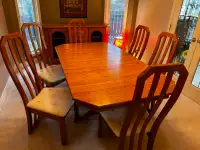 OAK DINING ROOM SET -Table + 6 Chairs, Buffet + Serving Table