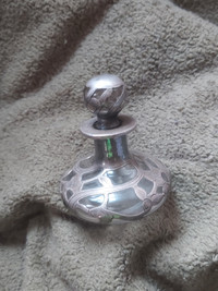 Art nouveau Sterling silver crystal perfume bottle 