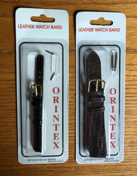 MEN & LADIES LEATHER WATCH BAND: NEW. STILL IN PACKAGE. 18 & 8mm