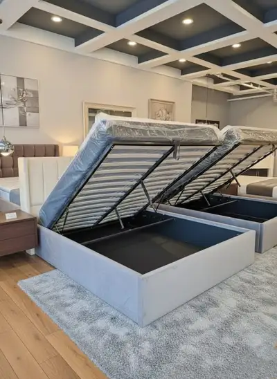 Storage Bed Frame With Upholstered Headboard, Hydraulic Lift up, View more