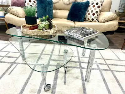 Beautiful 2 Tier Glass coffee table, View more