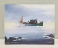 30 inch x 24 inch ~ Ship Painting ~ doubled sided