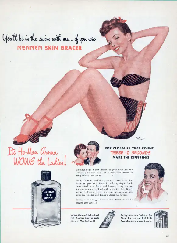 1946 full-page ad for Mennen Skin Bracer, Norman Mingo art in Arts & Collectibles in City of Halifax - Image 2