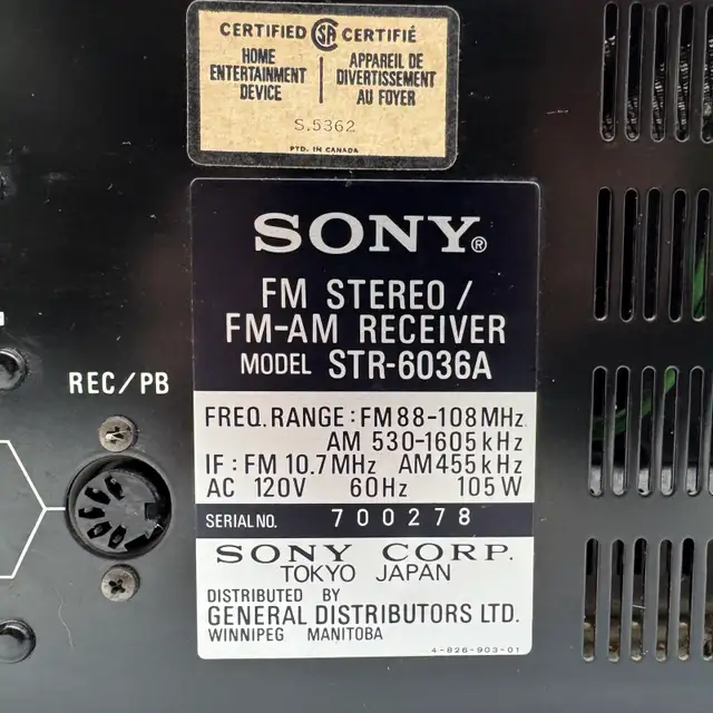 Vintage Sony STR-6036A FM/AM Stereo Receiver Tested Working Japa in Stereo Systems & Home Theatre in City of Toronto - Image 9