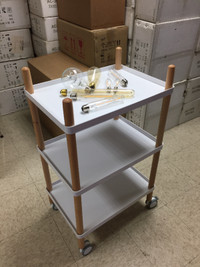 White and Wood Serving Rolling Cart Table Tray for Storage Rack