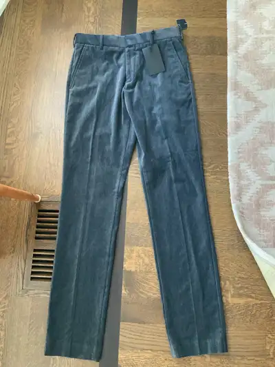 TOMMY HILFIGER Mercer Straight Leg Slim Fit Regular Rise Grey Velvet Dress Pants Men’s SZ 31/34 NEW...