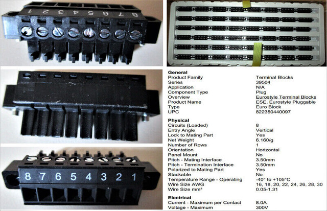 New! Never used! Molex Euro Plug Connects: 3,  5, 8, 10, 12 Pins in Other in Stratford - Image 3