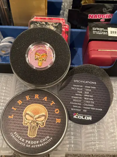 Selling a couple of unique silver proof coins: - Dark Side: Issued by Dark Side, face value 1 Soul,...