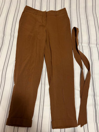 Dex brown tie front trousers size small