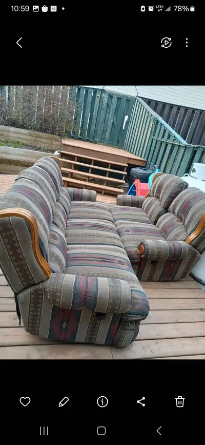 Solid and well built. Love seat rocks and has 2 recliners. Sofa has 2 recliners, but fabric on the m...