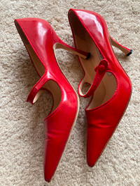 Manolo Blahnik Red Shiny High Heel Shoe