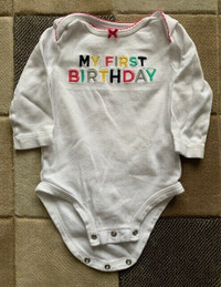 Carters “My First Birthday” Long Sleeve Bodysuit – Size 9 months