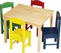 Kids Wood Table and 4 Chair Set