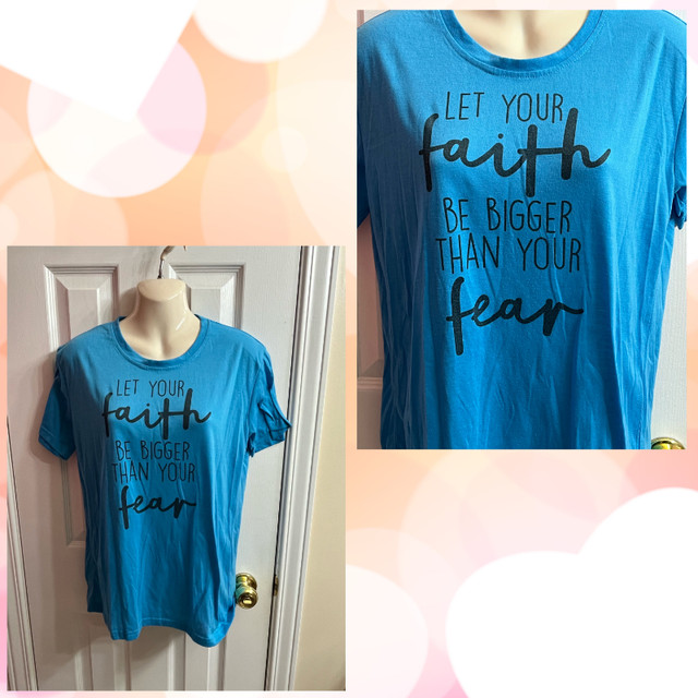 “Let your FAITH, be bigger than your FEAR” – Teal T-Shirt in Women's - Tops & Outerwear in Kingston