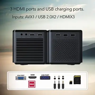 **RCA RPJ167 4K-Ready HD Projector – 1080p Native, 300" Display,, View more