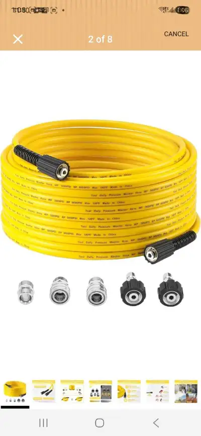 Tool Daily Pressure Washer Hose 100 FT X 1/4", Power Washer Replacement Extension Hose with M22 14mm...