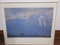 Framed 20x24 Sail Boat  and Mountain scenery photo