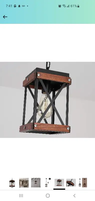 Rustic Farmhouse Pendant Light, Wood & Metal Cage. Vintage Style in Indoor Lighting & Fans in City of Toronto - Image 8