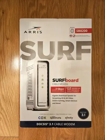 ARRIS Surfboard SB8200 Cable Modem 2Gbps 32x8 Docsis 3.0 2x2 Doc, View more