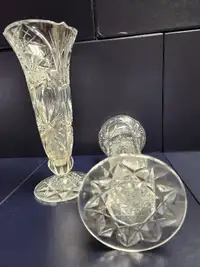 Two Pinwheel Crystal Flower Vases