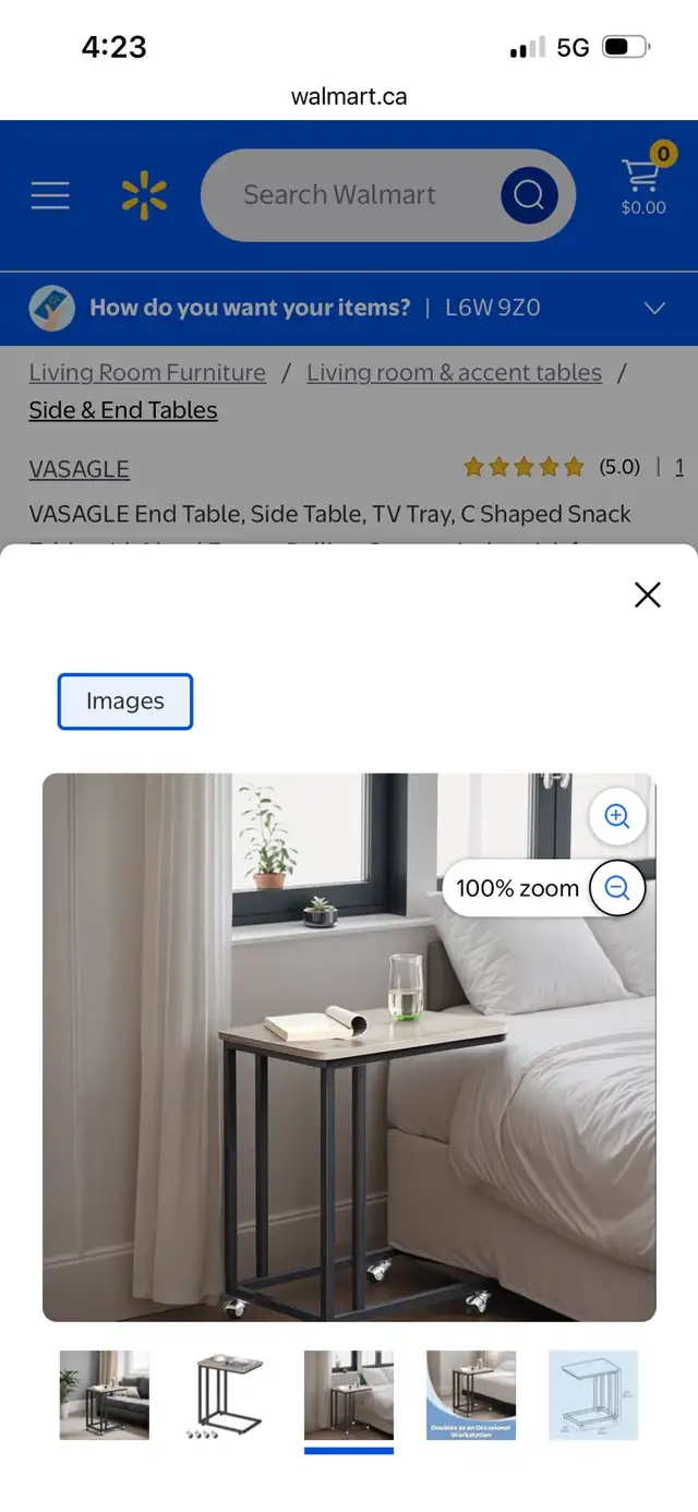 New VASAGLE End Table, Side Table, TV Tray, C Shaped Snack Table in Other Tables in Mississauga / Peel Region - Image 5