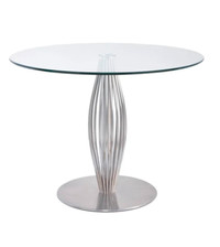 42" Round Glass Pedestal Dining Table