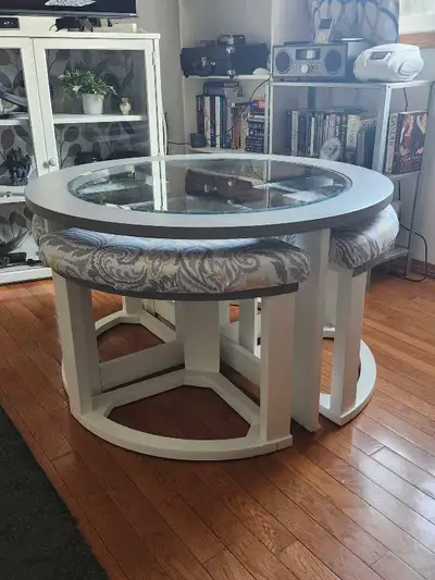 Unique coffee table w/ stools $140, View more