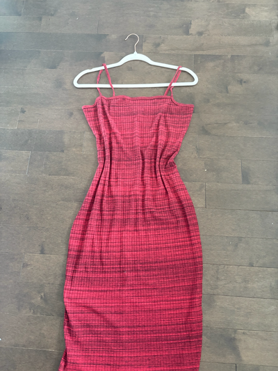 Red Textured Midi Dress, View more
