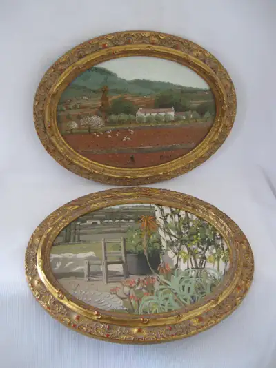PAIRE de PEINTURE a L HUILE VINTAGE OIL PAINTING PAIR c.1983 70$ LA PAIRE English spoken, p.m. me if...