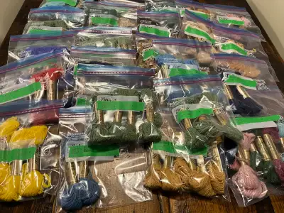 Persian Wool Yarn Skeins — Sorted & Labeled by Colour/Lot, View more