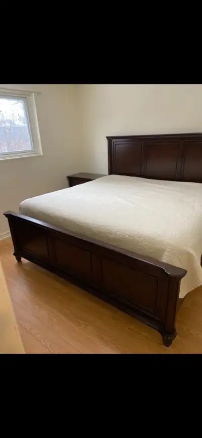 King Size  Bed Frame, Mattress and Two Night Tables, View more